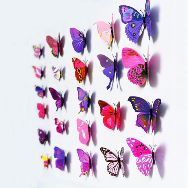 12Pcs 3D Butterfly Wall Sticker Fridge Magnet Home Decor Art Applique Decor Sticker