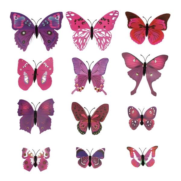 12Pcs 3D Butterfly Wall Sticker Fridge Magnet Home Decor Art Applique Decor Sticker