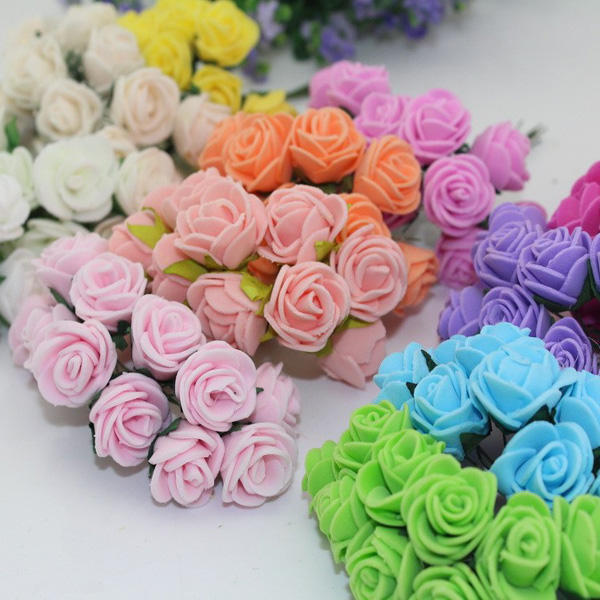 50pcs 2.5cm Artificial Roses PE Foam Rose Flower Wedding Party Home Decoration Valentine's day Fake Flowers