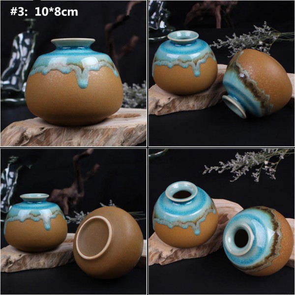 Zakkz Glaze Ceramic Vase Ornaments Handmade Aroma Bottle Flower Arrangement Pottery Decor Gift