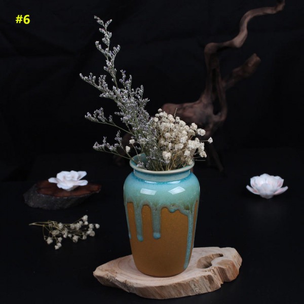 Zakkz Glaze Ceramic Vase Ornaments Handmade Aroma Bottle Flower Arrangement Pottery Decor Gift