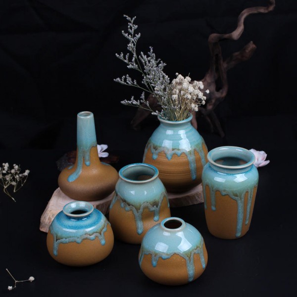 Zakkz Glaze Ceramic Vase Ornaments Handmade Aroma Bottle Flower Arrangement Pottery Decor Gift