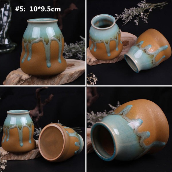 Zakkz Glaze Ceramic Vase Ornaments Handmade Aroma Bottle Flower Arrangement Pottery Decor Gift