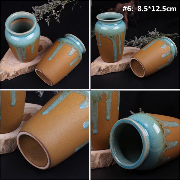 Zakkz Glaze Ceramic Vase Ornaments Handmade Aroma Bottle Flower Arrangement Pottery Decor Gift