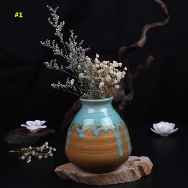 Zakkz Glaze Ceramic Vase Ornaments Handmade Aroma Bottle Flower Arrangement Pottery Decor Gift