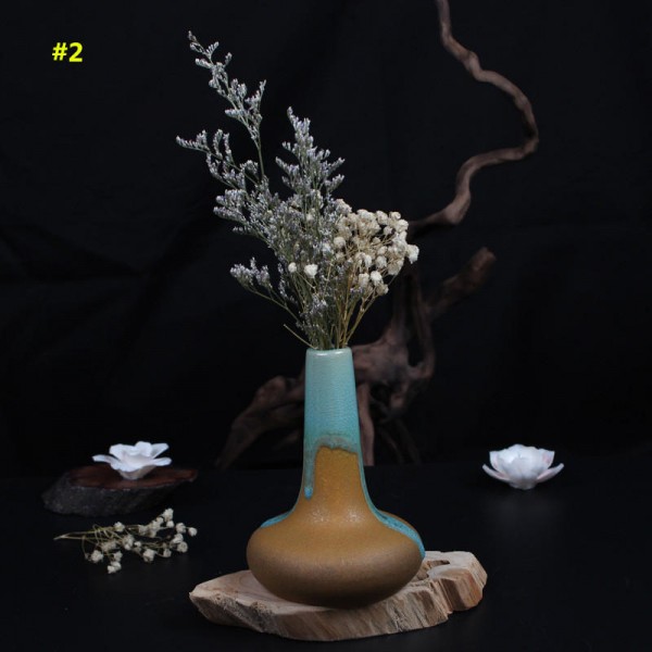 Zakkz Glaze Ceramic Vase Ornaments Handmade Aroma Bottle Flower Arrangement Pottery Decor Gift