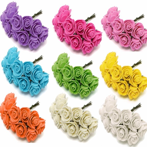 144 Pcs Artificial Flower Foam Rose Wedding Festival Home Party Indoor Party Decoration