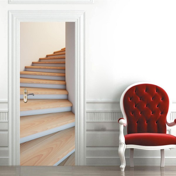 200X77CM 3D Stairway Door Wall Fridge Sticker PVC Self Adhesive Living Room Mural Stair Decor