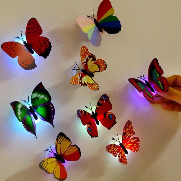 Miico Beautiful Butterfly LED Night Light Lamp With Suction Christmas Wedding Decor Sticker