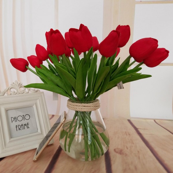 Single Branch Mini Tulip Artificial Flowers Fake Flower for Home Wedding Decoration