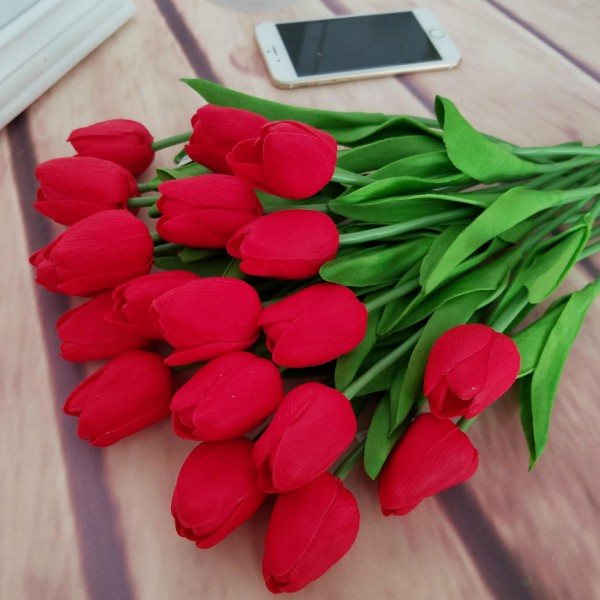 Single Branch Mini Tulip Artificial Flowers Fake Flower for Home Wedding Decoration