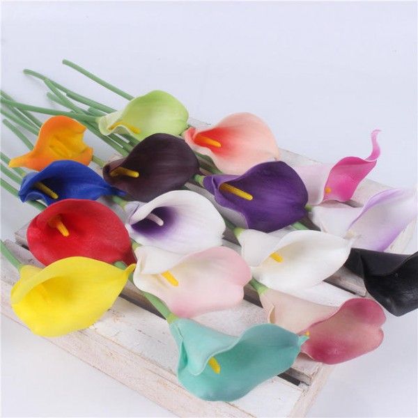 Natural Real Touch Flower Bouquet Calla Lily Wedding Decoration Fake Flower For Home Party Festival Decor 8 Colors Artificial Flowers