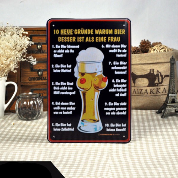 1 pc 20 x 30 CM Vintage Cool Wall Decor BEER Metal Retro Tin Signs Decorative Painting Wall Sticker Beer Plates Retro ART Poster Metal Painting For Bar Cafe Home Wall Decor