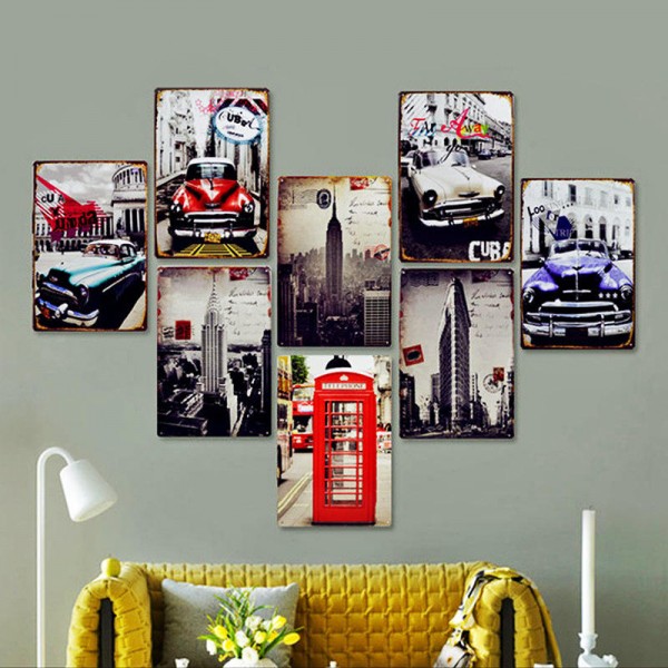 1pc 20 x 30 CM Vintage Cool Wall Decor Metal Painting Wall Hangings Retro Bars Cafe Home Decoration Wall Stickers