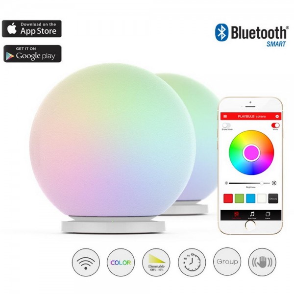 MIPOW BTL-301W PLAYBULB Sphere Smart LED Night Light Smartphone APP Controlled Color Changing Lights Dimmable Glass Orb Decorative Lamp