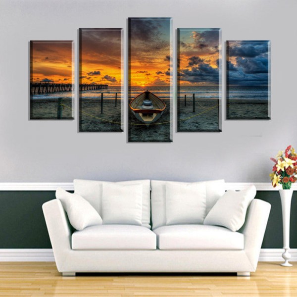 5  Cascade The Sea Sunset Canvas Wall Painting Picture Home Decoration Without Frame Including Insta