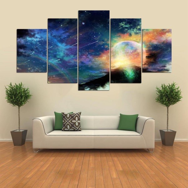 5  Cascade Colorful Cosmic Views Canvas Wall Painting Picture Home Decoration Without Frame Includin