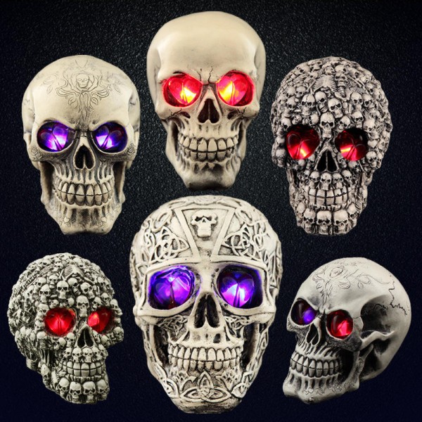 Halloween Human Prop Resin Skull LED Night Lights Decorative Novelty Pranksters Halloween Supplies