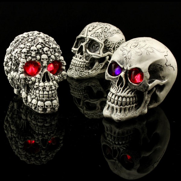 Halloween Human Prop Resin Skull LED Night Lights Decorative Novelty Pranksters Halloween Supplies