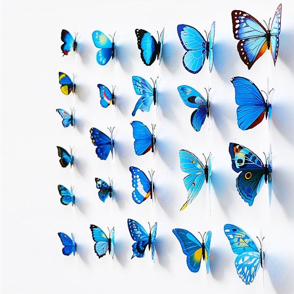 12 Pcs PVC Butterfly Double-Deck 3D Wall Stickers Home Decor Adhesive Wall Decoration