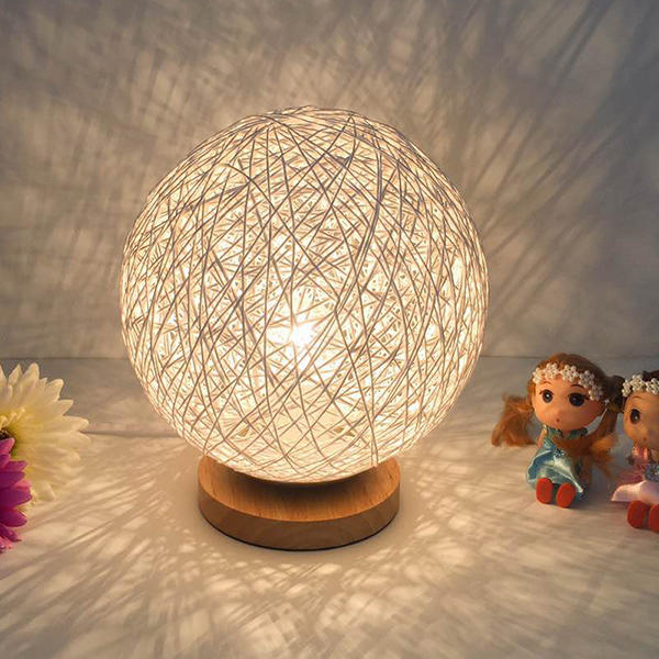 Rattan Ball Night Light Table Bedside Lamp Bedroom Home Decor Valentine Gift